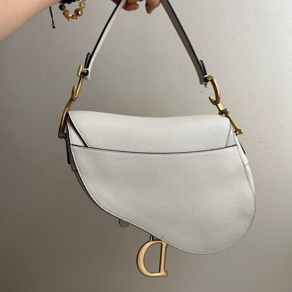 authentic dior saddle bag, white calfskin leather in latte, regular size - Picture 3 of 8